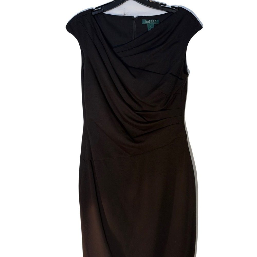 Lauren Ralph Lauren Black Draped Midi Dress